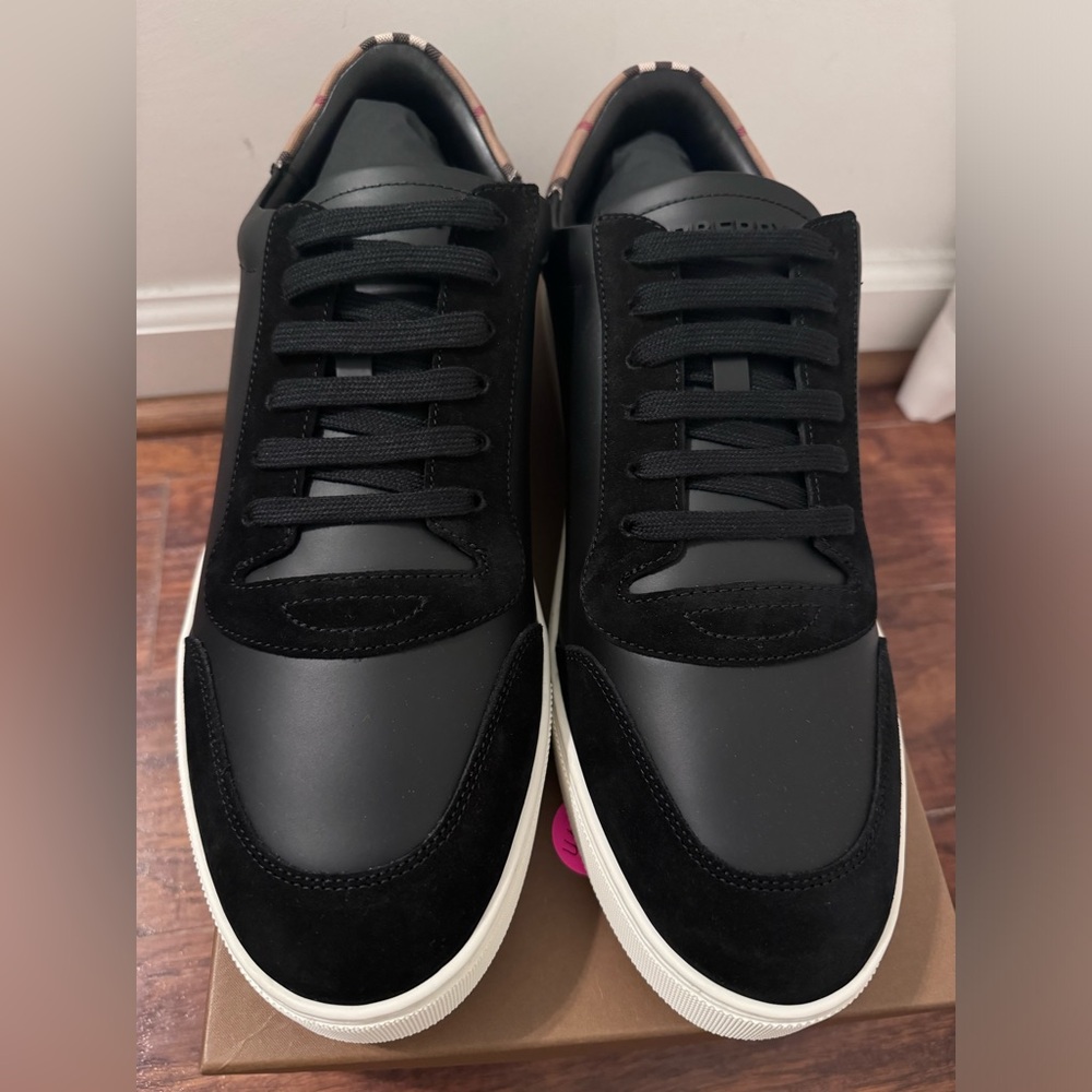 Burberry Leather Suede and Vintage Check Cotton Sneakers Size 48 - Picture 8 of 16